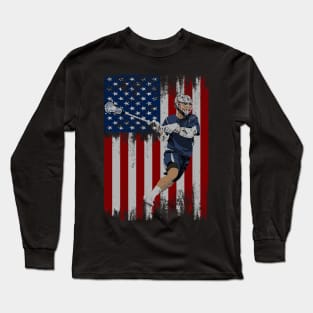 lacrosse american flag Long Sleeve T-Shirt